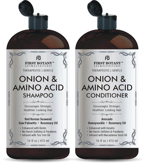 Onion & Amino Acid Shampoo and Conditioner Set - Strengthening Hair Growth Formula with Biotin & Argan Oil - 16 fl oz x 2
