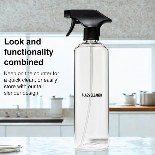 Public Goods Glass Spray Bottle - Refillable 24 Oz Cleaner | BPA-Free Borosilicate Glass for Windows & Mirrors