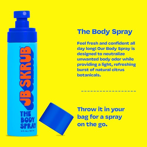 JB SKRUB Boys Body Spray - Citrus Scent Body Odor Neutralizer for Kids & Teens | Aluminum-Free, 5 fl. oz