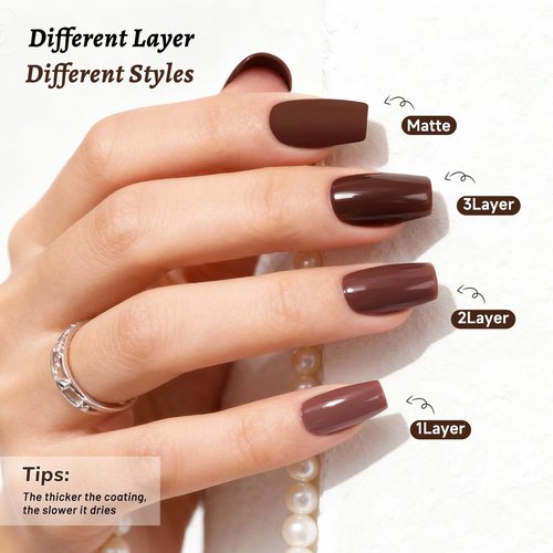 OpenLive 18ml Brown Nail Polish Large Volume Quick Drying Nail Polish, Fast Drying and Long Lasting Color Nail Art DIY Home Manicure Gift for Women