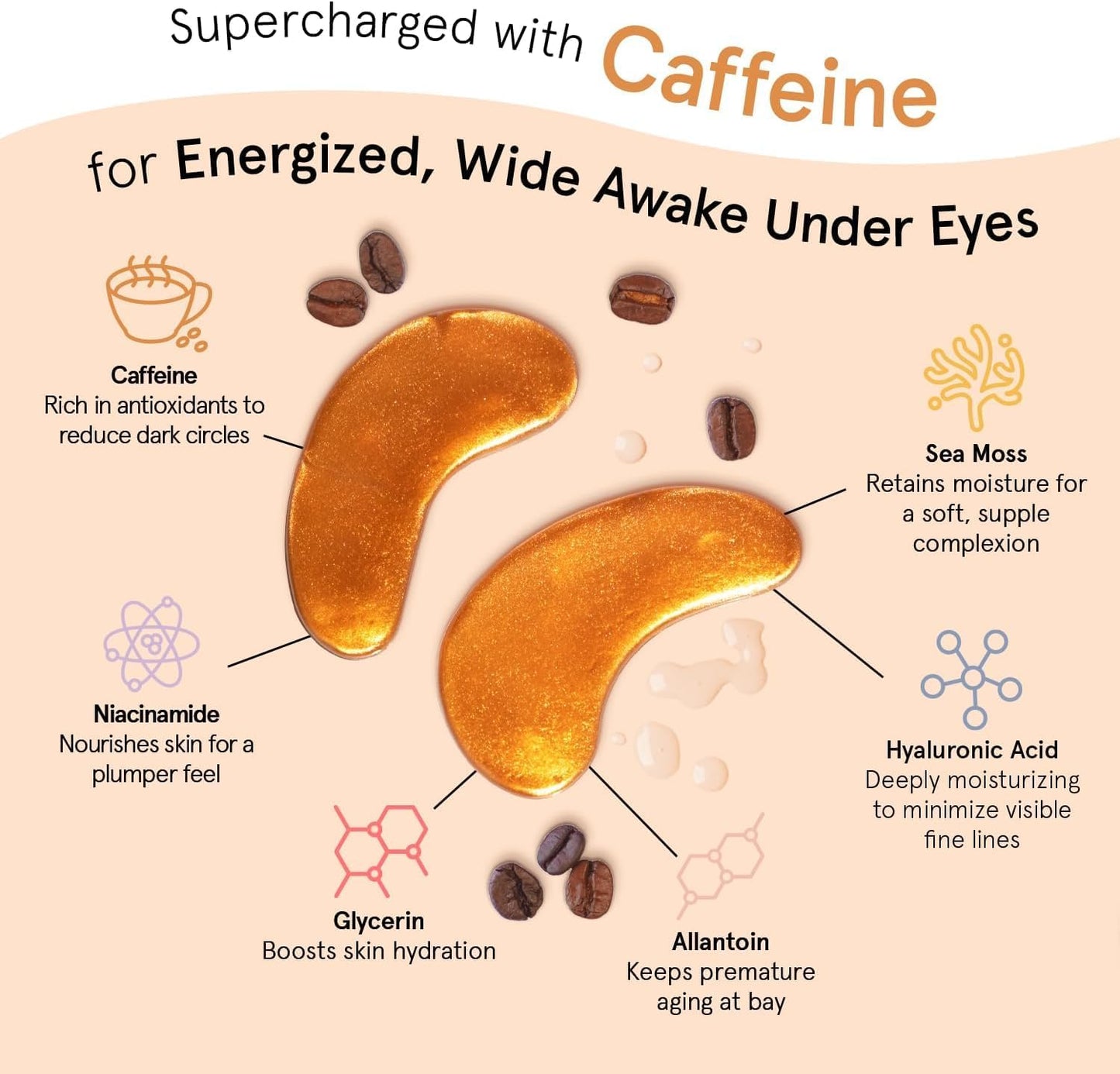 Grace & Stella Caffeine Under Eye Patches - Awakening Mask for Puffy Eyes & Dark Circles | Vegan, 24 Pairs