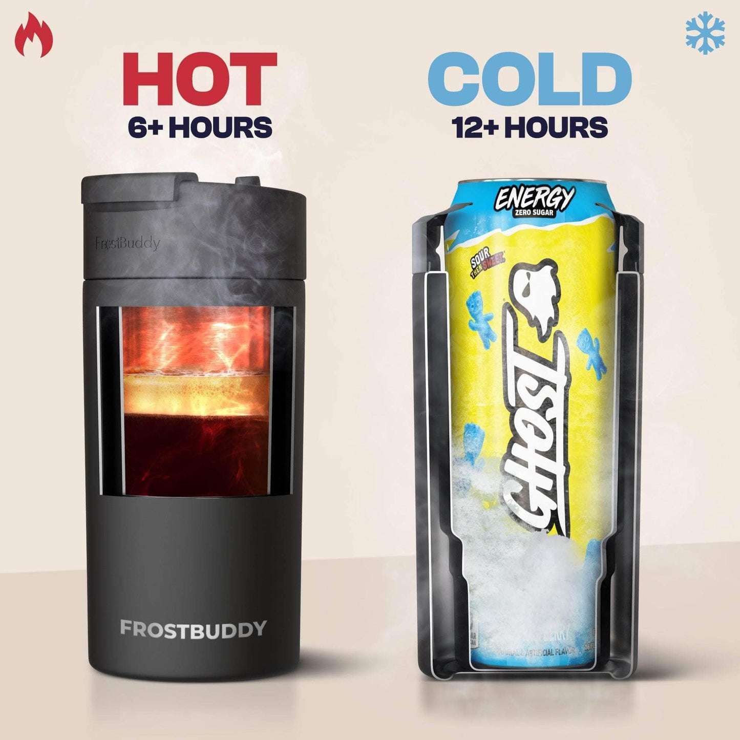 Frost Buddy Universal Buddy Can Cooler - Fits All - For Regular 12 & 16 oz or Slim-Size Bottles - Insulated Double -Walled Stainless Steel (All white)