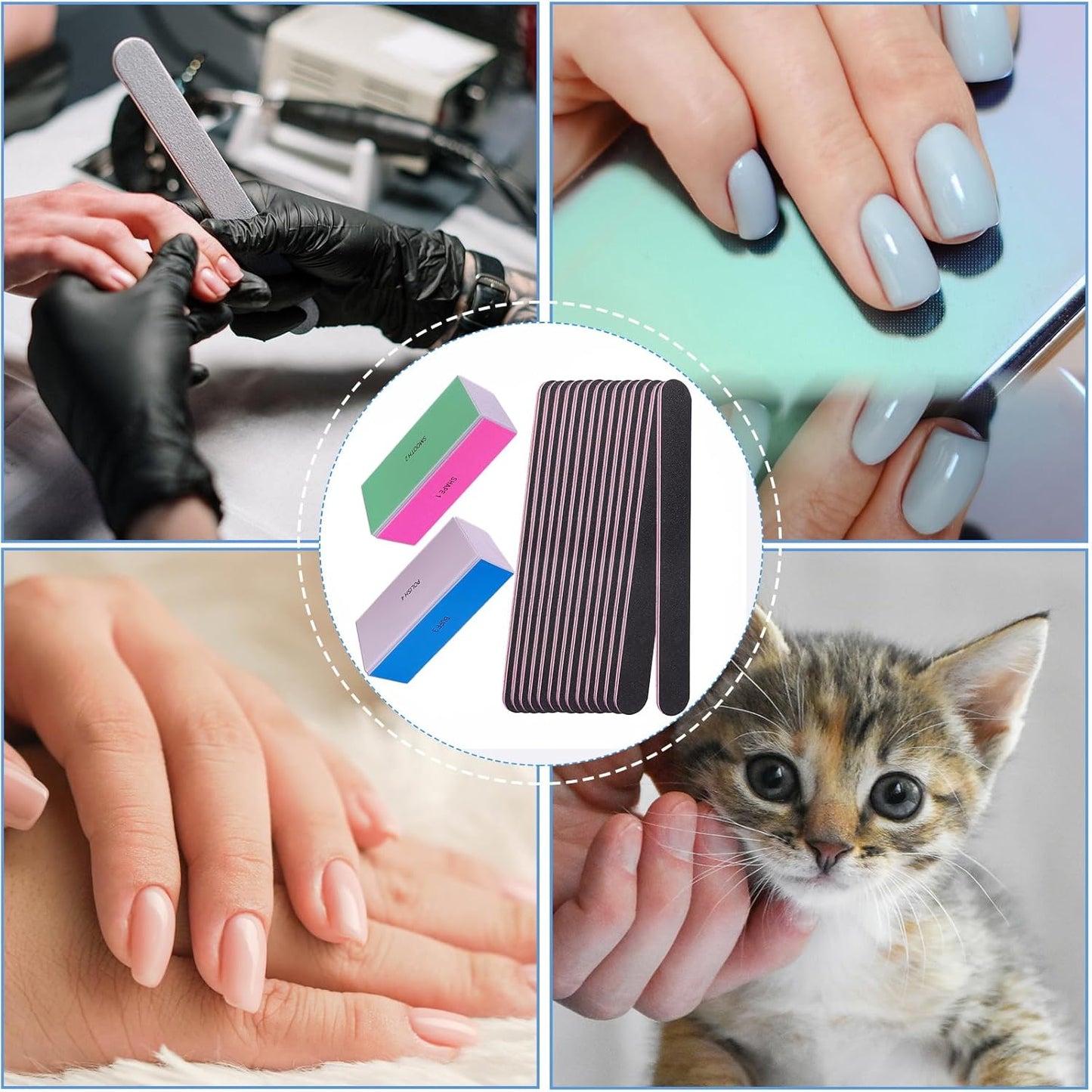 Skiennix Nail File and Buffer Set - Professional 4-Way Nail Buffers for Natural Nails | Manicure Kit