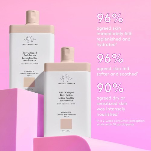 Drunk Elephant Sili Whipped Body Lotion - 240 ml/8 fl oz - Rich Daily Moisturizing Lotion - Clean Clinical Skincare - Cruelty-Free - Free of Essential Oils, Silicones, and Fragrance