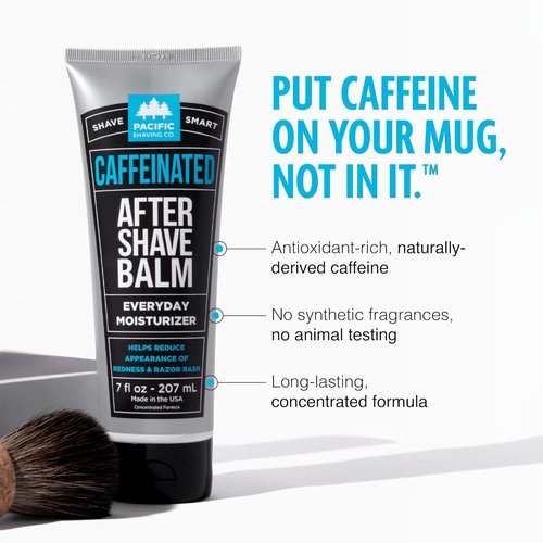 Pacific Shaving Company Caffeinated Aftershave - Soothes Skin & Reduces Redness | Paraben-Free, 3.4 oz