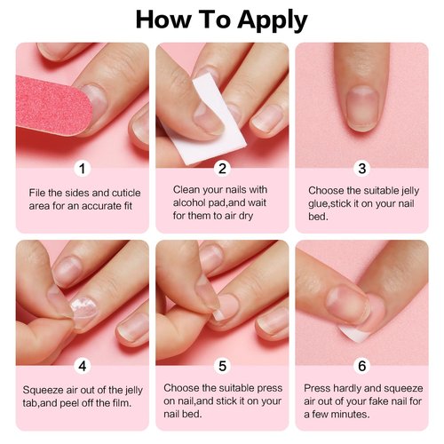 Curvlife 50 Sheets High Polymer Jelly Glue for Fake Nails, 12 Sizes Waterproof Breathable Double-Sided Nail Adhesives, 0.4mm Thick Press On Nails Glue Stickers for Daily Use