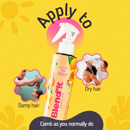 BLENDIT Hair Detangler Spray for Kids & Women – Hydrating & UV Protectant for Hair, with Chamomile, Passion Fruit, and Goldenberry – Softens, Adds Shine, and Controls Frizz – Vegan – 250ml