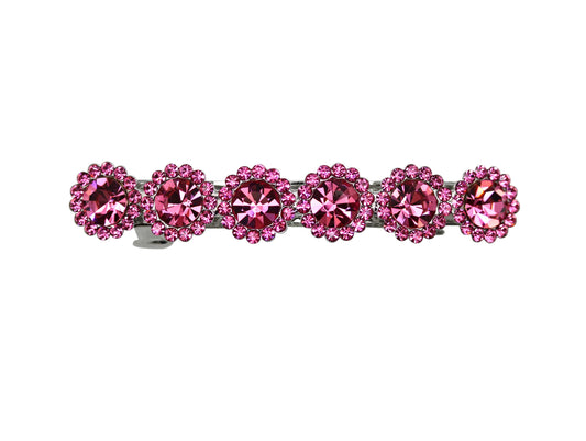 Faship Gorgeous Pinik Rhinestone Crystal Floral Small Hair Barrette Clip