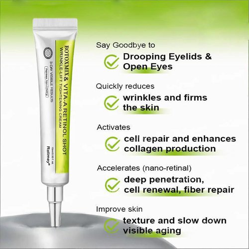 Botoxmix & Vita-A Retinol Shot Wrinkle-Lift Tightening Cream, Wrinkle-Lift Tightening Cream, effectively lifts and firms the skin, and reduces wrinkles and fine lines. (1PC)