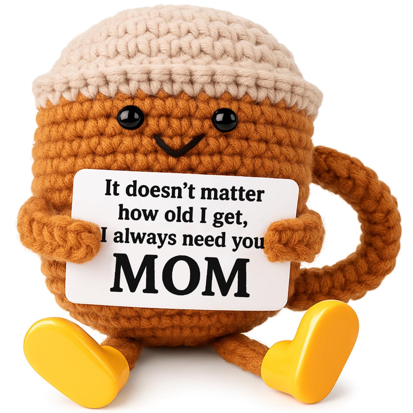 Valentine's Day Gifts for Her Him Women Men Girlfriend Boyfriend Birthday Gifts, Positive Crochet Coffee Cup Desk Decor, Cute Small Coffee Lover Gift for Best Friend Couple Wife Husband