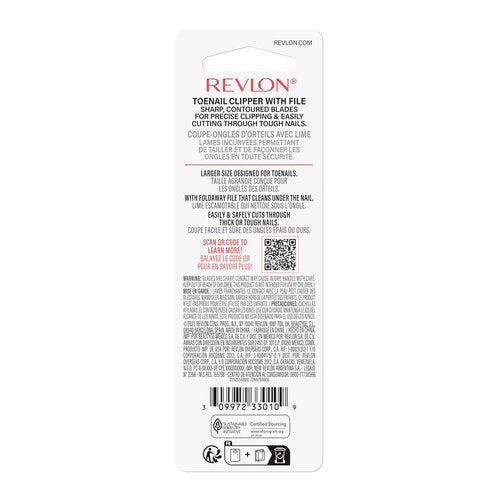 Revlon Nail Clipper, Gifts for Men & Women, Stocking Stuffers, Nail Care Tools, Curved Blade & Foldaway Nail File for Trimming & Grooming, Easy to Use (Pack of 1)