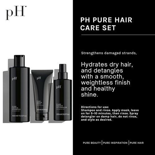 pH PURE HAIR Repair Shampoo & Conditioner Set - Hydrating Hyaluronic Acid Formula | 13.52 oz & 6.67 oz
