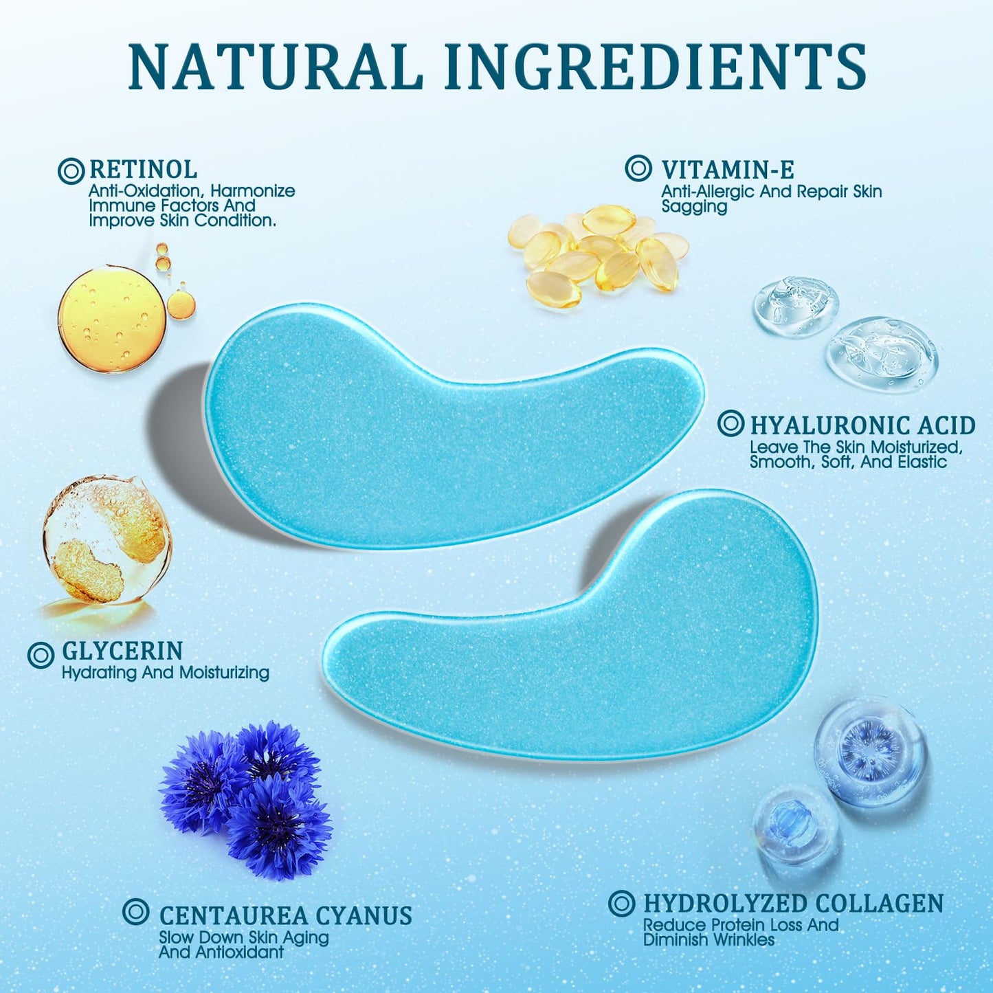 YOYORY Under Eye Patches - Eye Gel Masks for Wrinkles, Dark Circles, Puffy Eyes, Fine Lines, Eye Bags Treatment with Hyaluronic Acid Collagen Moisturizing Hydrating 15 Pairs,White