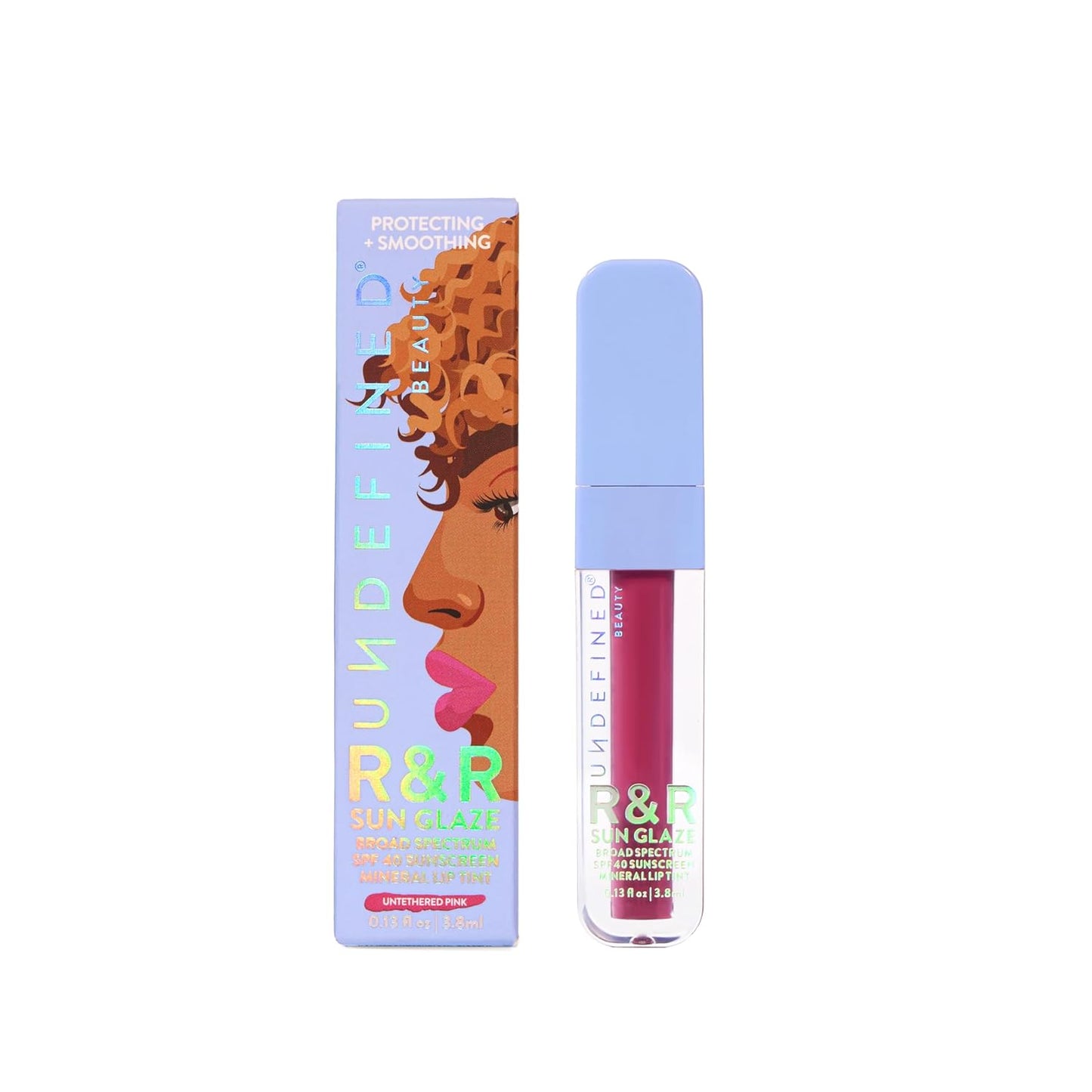 Undefined R&R Sun Glaze SPF 40 Mineral Lip Oil Tint - Hydrating Sunscreen in Pink