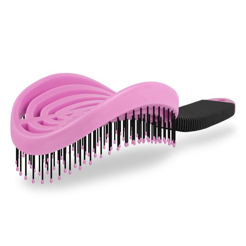 NuWay DoubleC Detangling Hair Brush – Patented Double Curve Scalp Care Hairbrush for Gentle Detangling, Volume Styling & Wet or Dry Hair (Rose Pink)