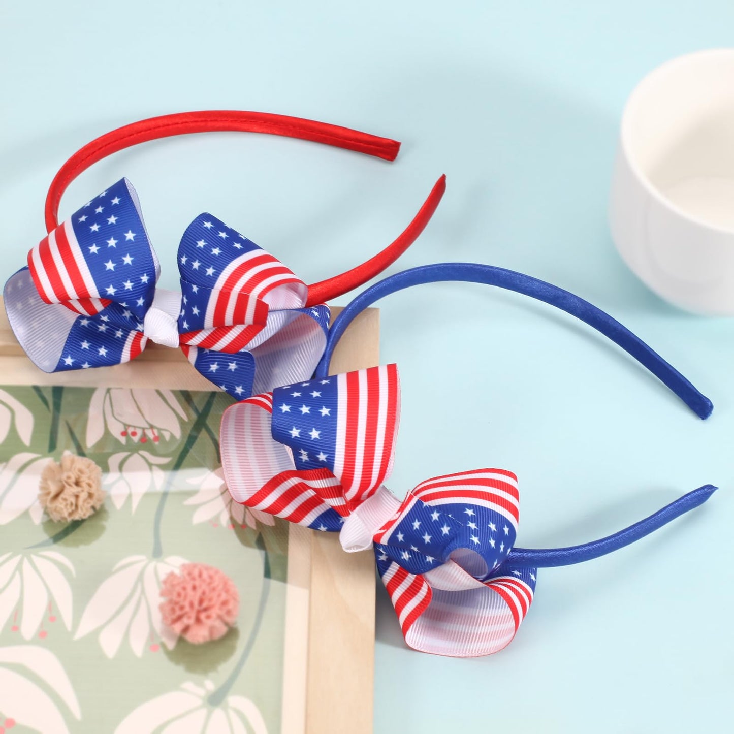 Ardorchid 4th of July Headbands Independence Day America Flag Headband USA Patriotic Bow Hair Accessories Red White and Blue Cute Hair Hoop for Women Girls Kids