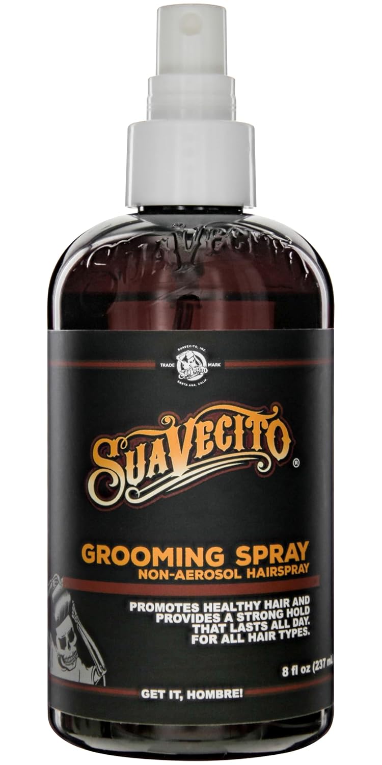 Suavecito Grooming Non-Aerosol Hairspray - 8 oz | Classic Barber Scent, Strong Hold for All Hair Types