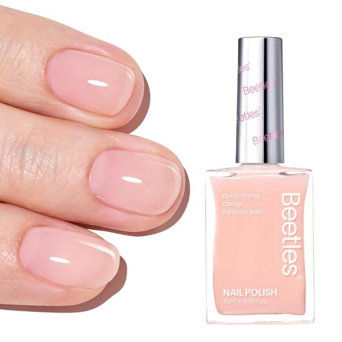 Beetles Nail Polish - Fast-Drying Nude Pink Jelly Nail Concealer | Natural Strengthener 0.51 FL OZ
