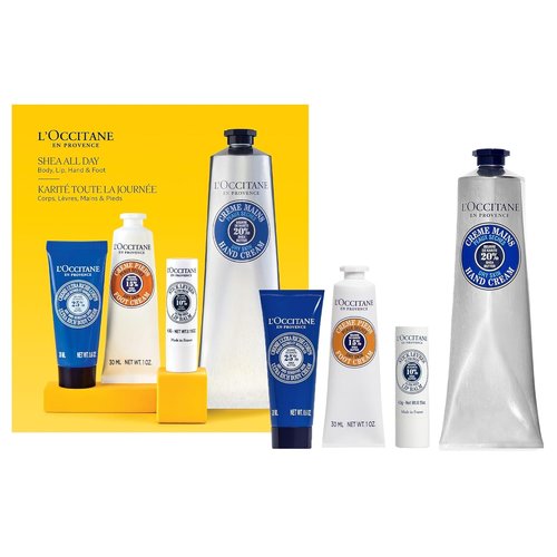 L'OCCITANE Shea All Day Body Skincare Gift Set - Ultra Rich Cream, Hand Lotion & Foot Balm | Hydrate Dry Skin