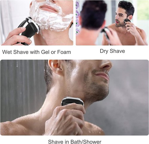 **MAX-T Men's Electric Shaver | Corded & Cordless 3D Rotary Razor with Pop-Up Trimmer, IPX7 Waterproof**