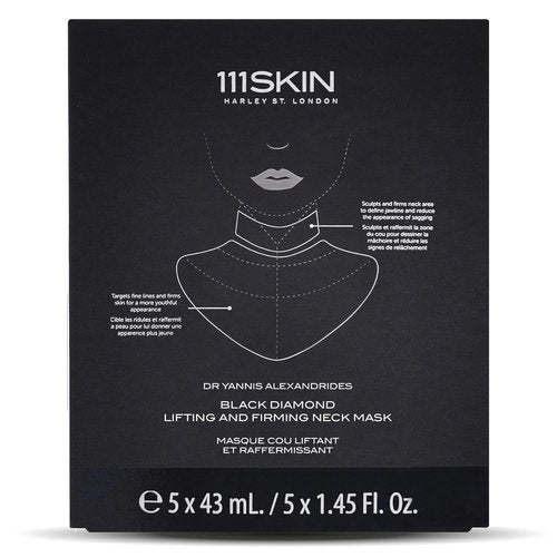 111SKIN Black Diamond Neck Mask - Lifting & Firming Hydrogel for Fine Lines & Sagging Skin | 5 Sheets (1.45 fl oz Each)