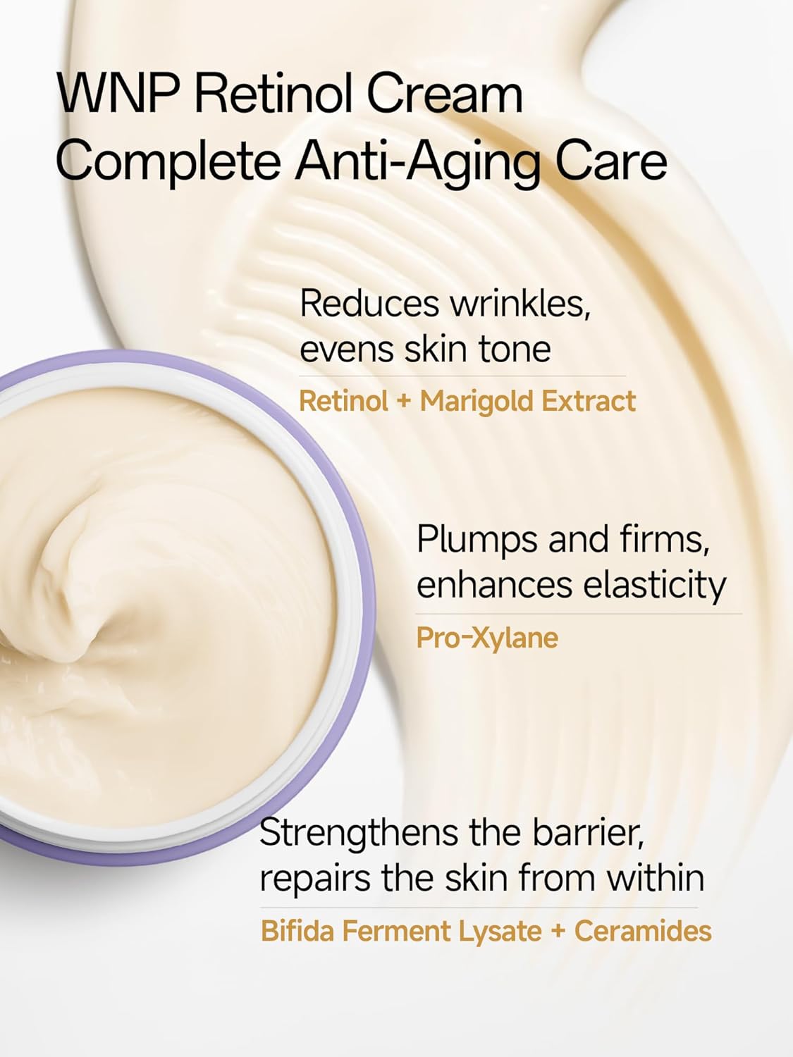 WNP Gentle Retinol Cream - Anti-Aging Night Moisturizer for Sensitive Skin | 10x Deep Hydration with Ceramides & Peptides