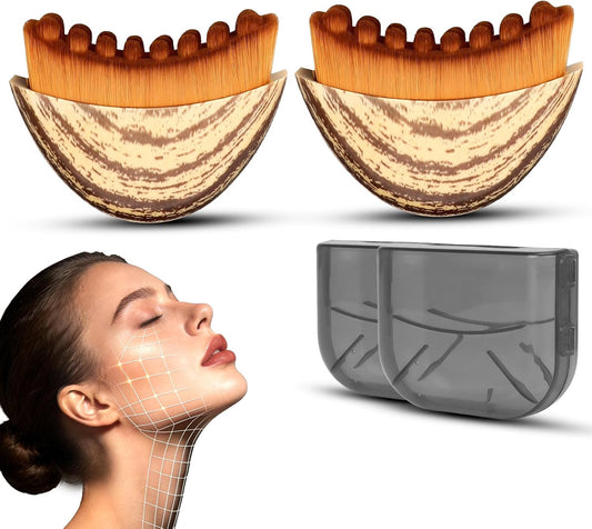 Skiennix Lymphatic Contour Face Brush Set - De-Puffing & Firming Massage for Chin & Neck | 2 Pack