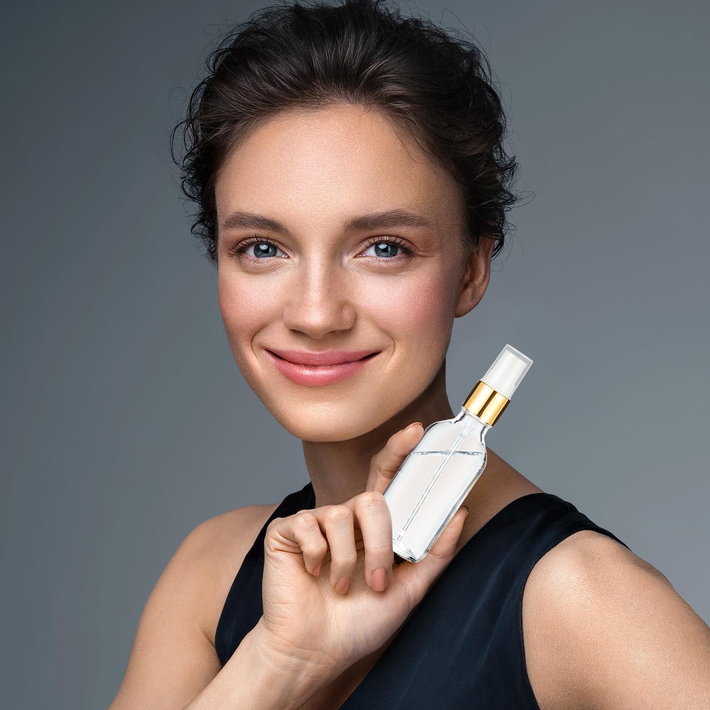 Roshtia 30 Pcs 2 oz Clear with Gold Lid with Gold Lid Glass Spray Bottle Clear Empty Bottles Small Refillable Reusable Perfume Containers with Fine Mist Sprayer Pump for Face Body Travel