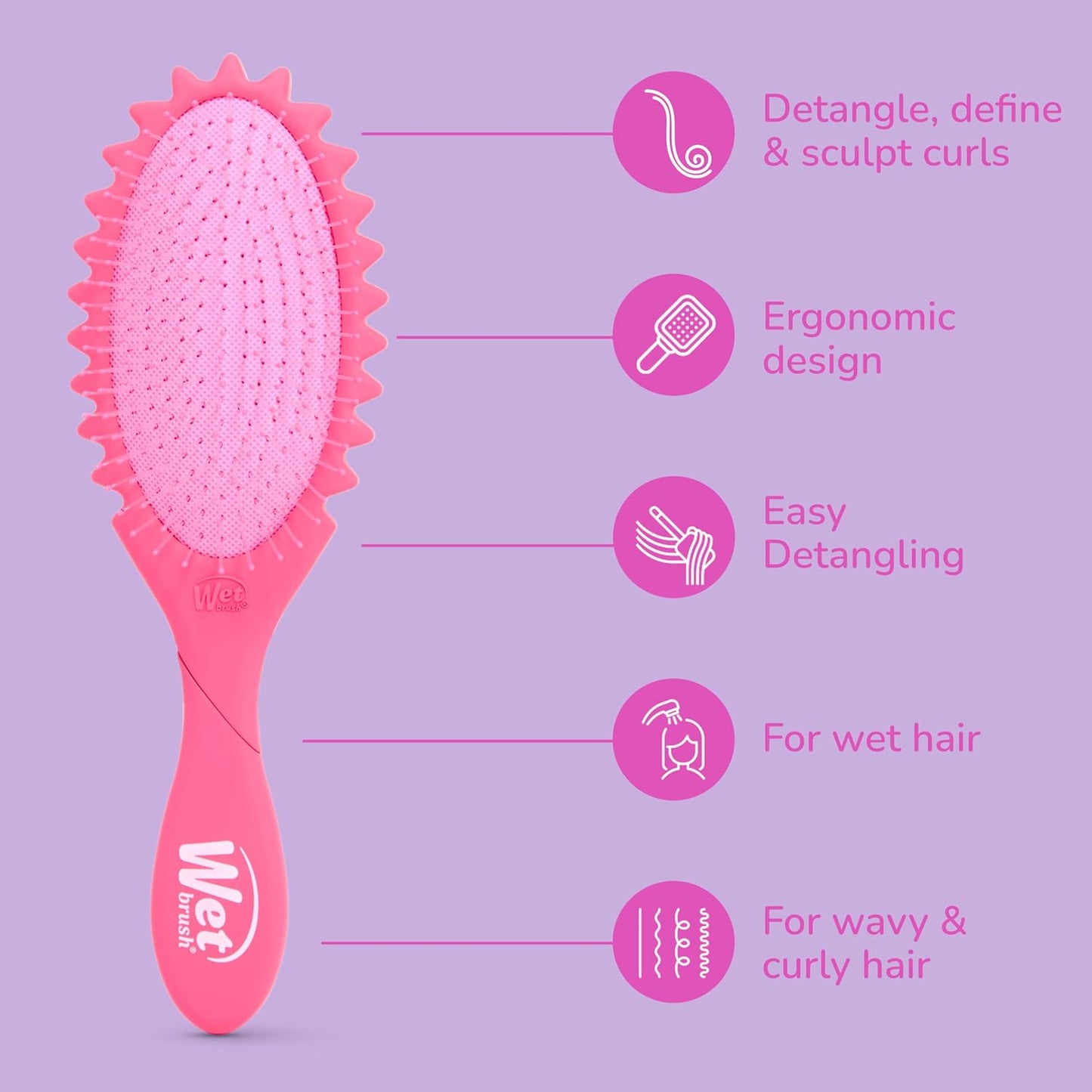 Wet Brush Curl Shaper Detangler Brush - Pink | Frizz-Free Curl Defining for All Hair Types