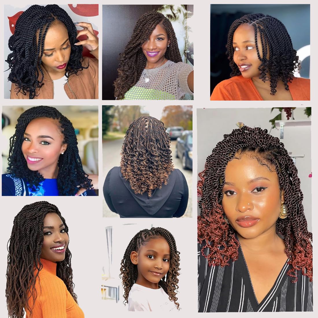 Fayasu Wavy Senegalese Twist Crochet Hair 12 Inch for Black Women Pre-twisted Kids Crochet Hair 8Packs Braids Ends Synthetic Hair Extension(12Inch Pack of 8),1B/30/27)