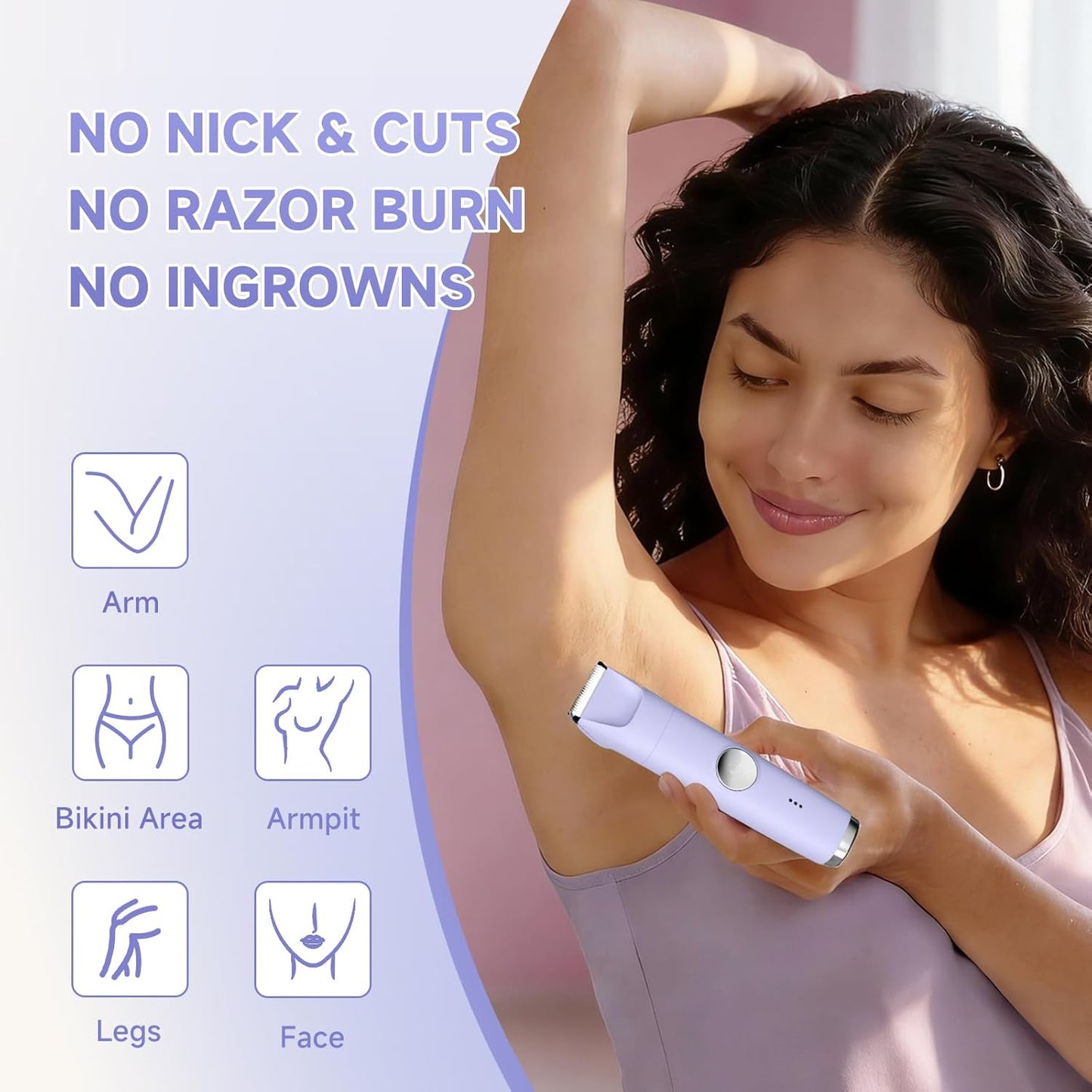 Skiennix Bikini Trimmer - 3-in-1 Electric Razor for Smooth Shaving | Cordless, USB-C Charging, Purple