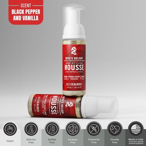 Billy Jealousy Devil’s Delight Hair Styling Mousse - Light Hold for Volume & Frizz Control | Travel Size, Vegan