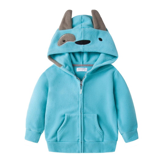 Mud Kingdom Cute Little Boy Fleece Jacket with Hood 3T Blue Dog