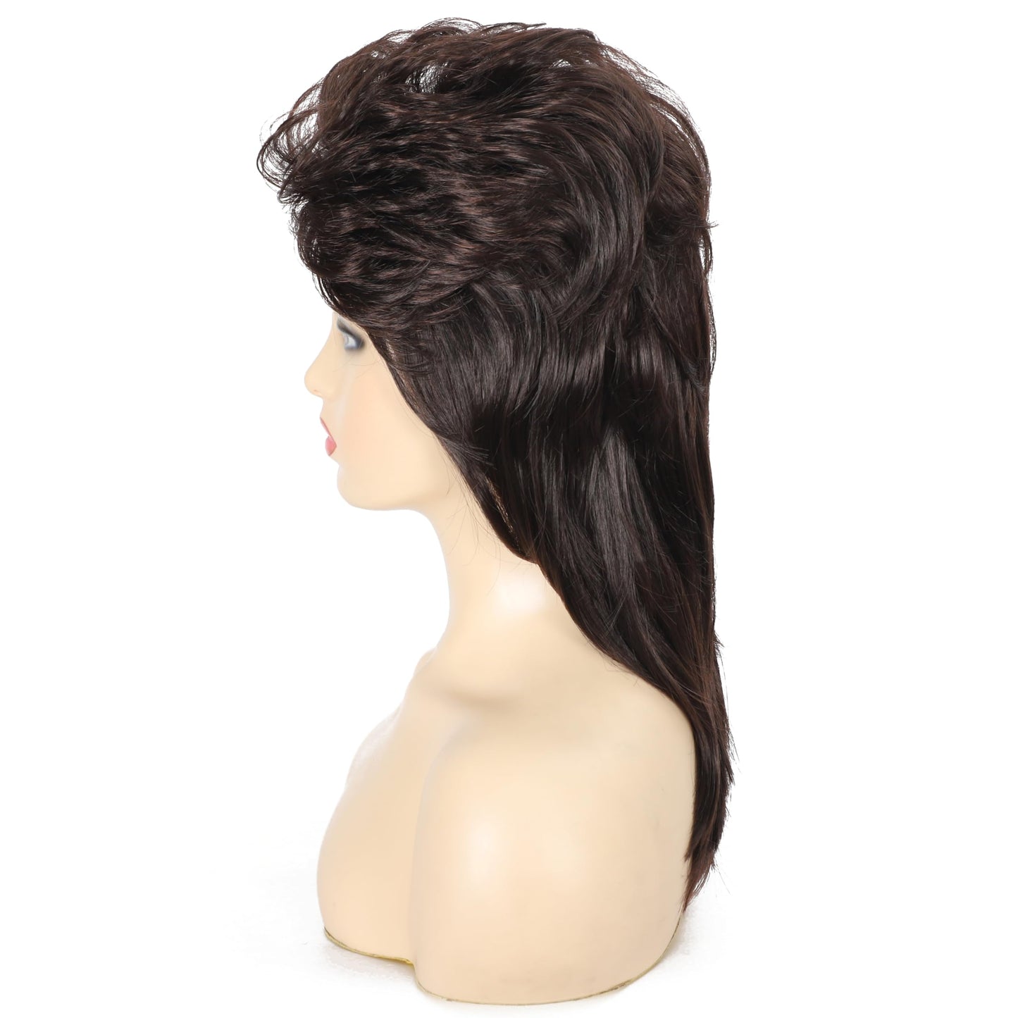 Daiaces Brown Mullet Wigs for Women 80s Rocker Wig Costumes Fancy Party Cosplay Halloween Wig