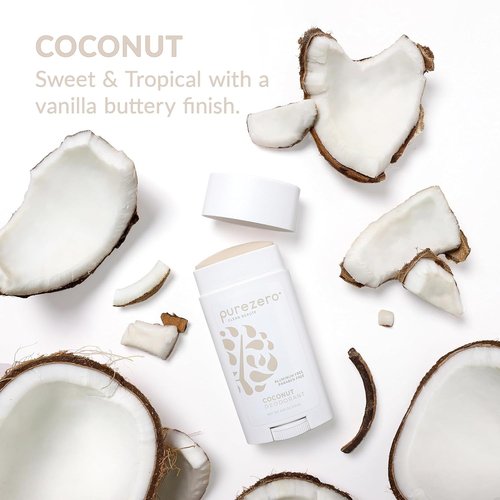 Purezero Deodorant - Coconut Scent | Aluminum & Paraben Free | 24-Hour Odor Protection (1 Pack)