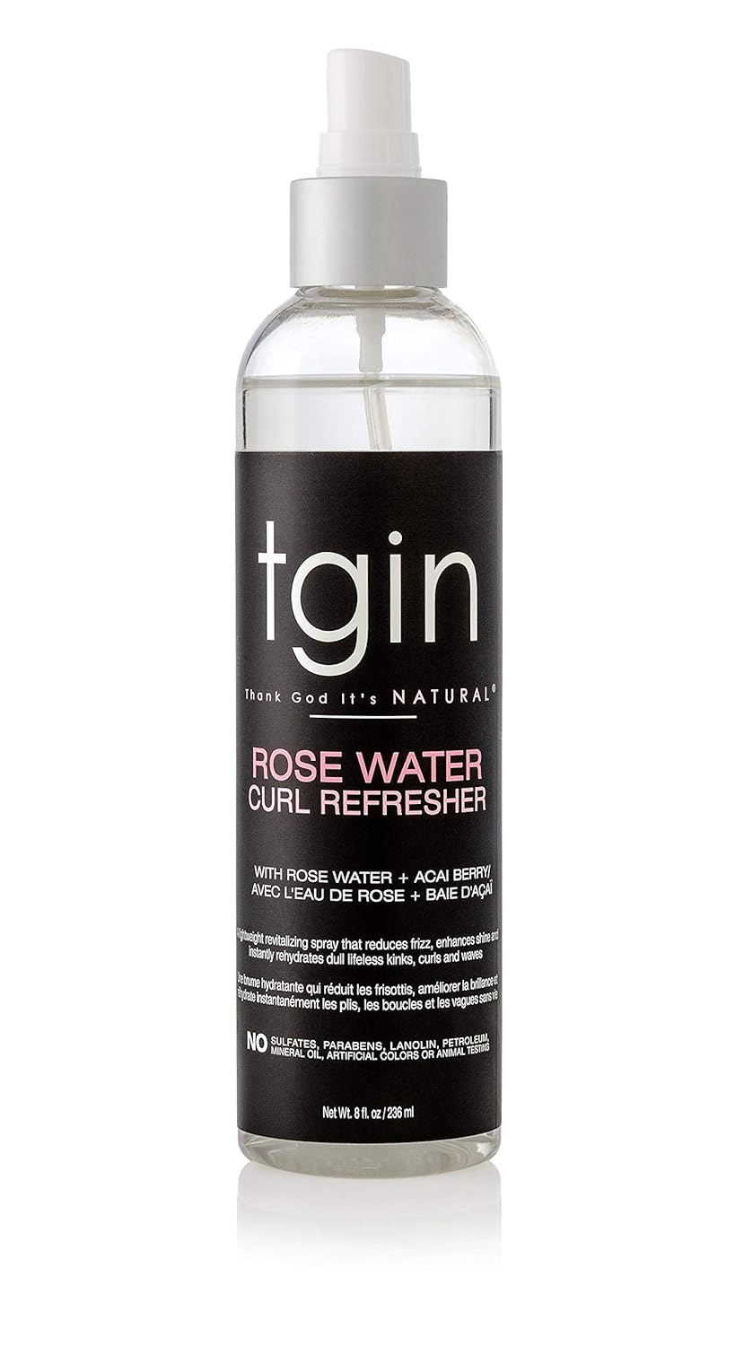 tgin Rose Water Curl Refresher - Moisturizing Curl Spray for Curly, Coily & Wavy Hair - 8 Fl Oz