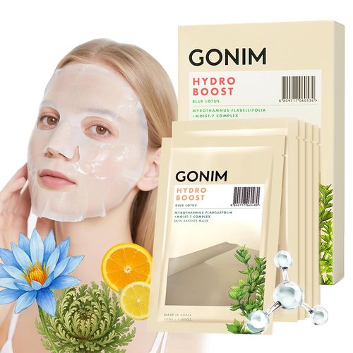 GONIM Korean Face Mask - Moisturizing Sheet Mask with Hyaluronic Acid & Collagen | 5 Pack