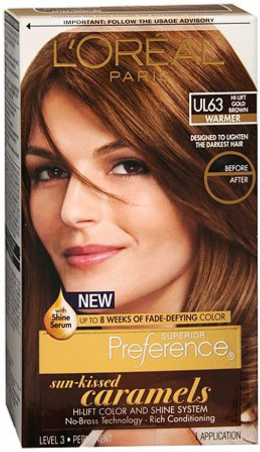 L'Oreal Paris Superior Preference Preference Sun-Kissed Caramels, UL63 Hi-Lift Gold Brown 1 ea (Pack of 2)
