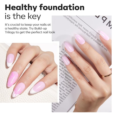 modelones Builder Nail Gel with Gel Base Top Coat, 3Pcs Baby Pink Builder Nail Kit for Apex Building Extension Thickening Strengthener High Gloss Shiny, U/V LED Lamp Cured for Home DIY Salon Girls