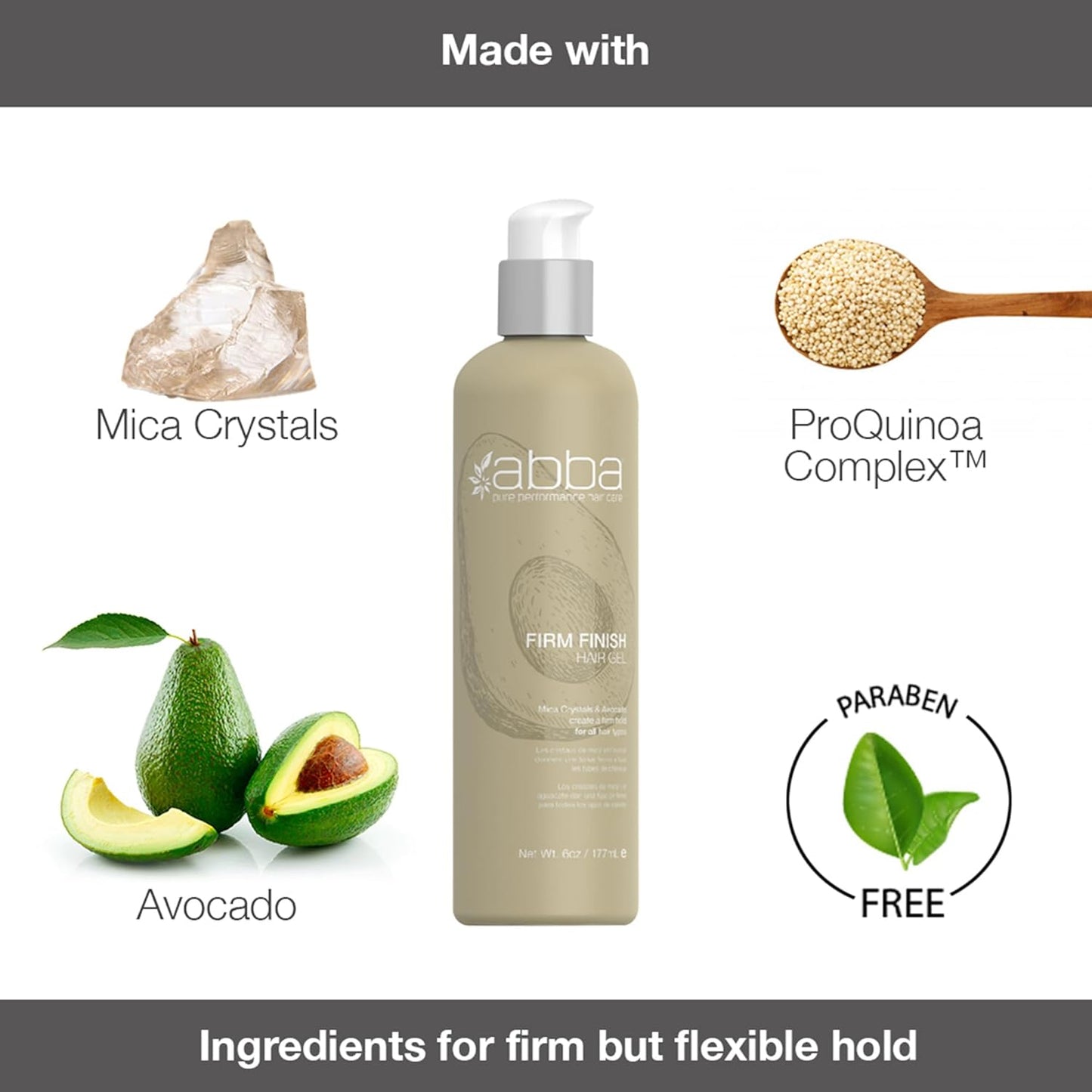ABBA Pure Style Gel - Medium Hold with Mica Crystals & Avocado | 6 Fl Oz