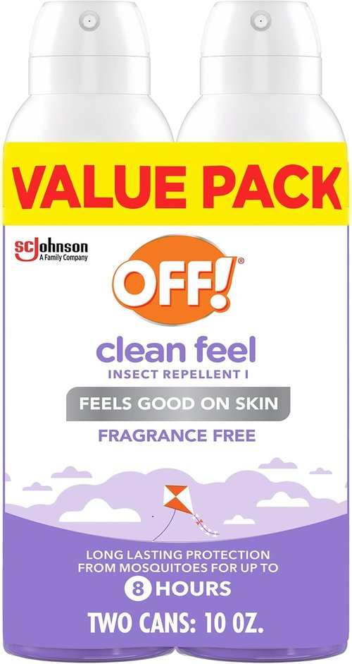 Off! Clean Feel Insect Repellent Aerosol - 20% Picaridin, DEET-Free, Fragrance-Free, 5 oz (Pack of 2)