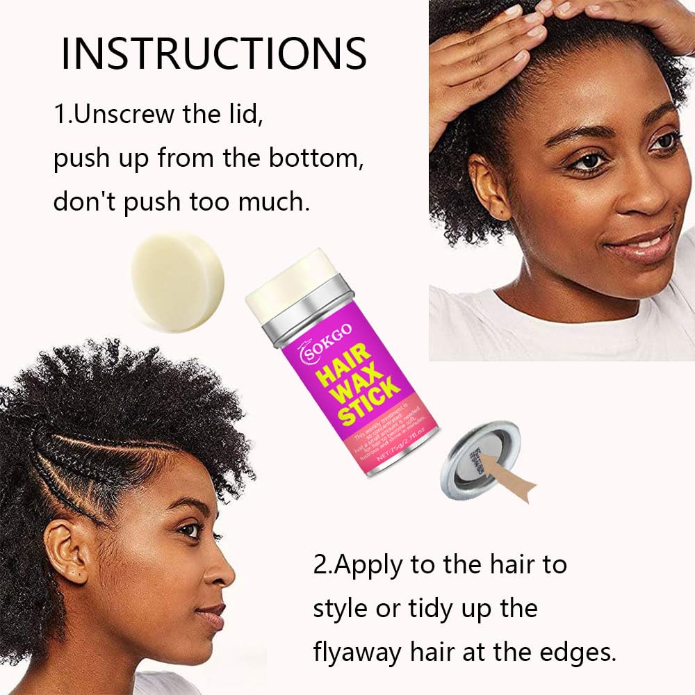 Hair Wax Stick, Hair Wax, Wax Stick for Hair Slick Stick, Hair Wax Stick for Flyaway Hair Wax, Hair Edge Control, Broken Hair Fixing, Curly Hair, Wigs, Non-greasy Styling Wax Cream
