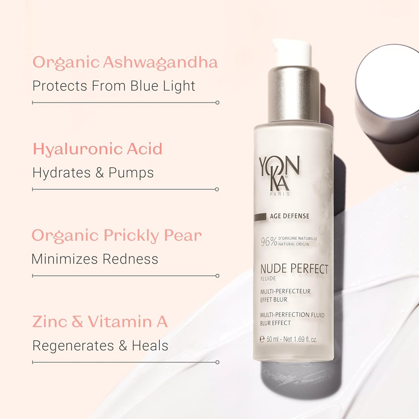 Yonka Nude Perfect Face Primer - Pore Minimizer & Complexion Corrector | Blue Light Protection | 1.69 fl oz