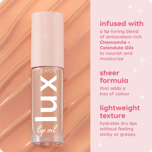 ColourPop Lux Lip Oil - Hydrating Sheer Tinted Lip Oil with Antioxidant Chamomile & Calendula - Nourishing Soft-Warm Nude | Skinny Dip (0.16 oz)