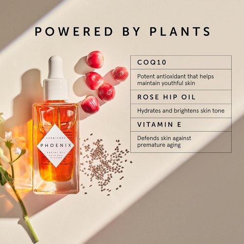 HERBIVORE Phoenix Facial Oil - Deep Renewal Anti-Aging Oil with Rosehip, CoQ10 & Vitamin E | Moisturizes Dull, Dry Skin