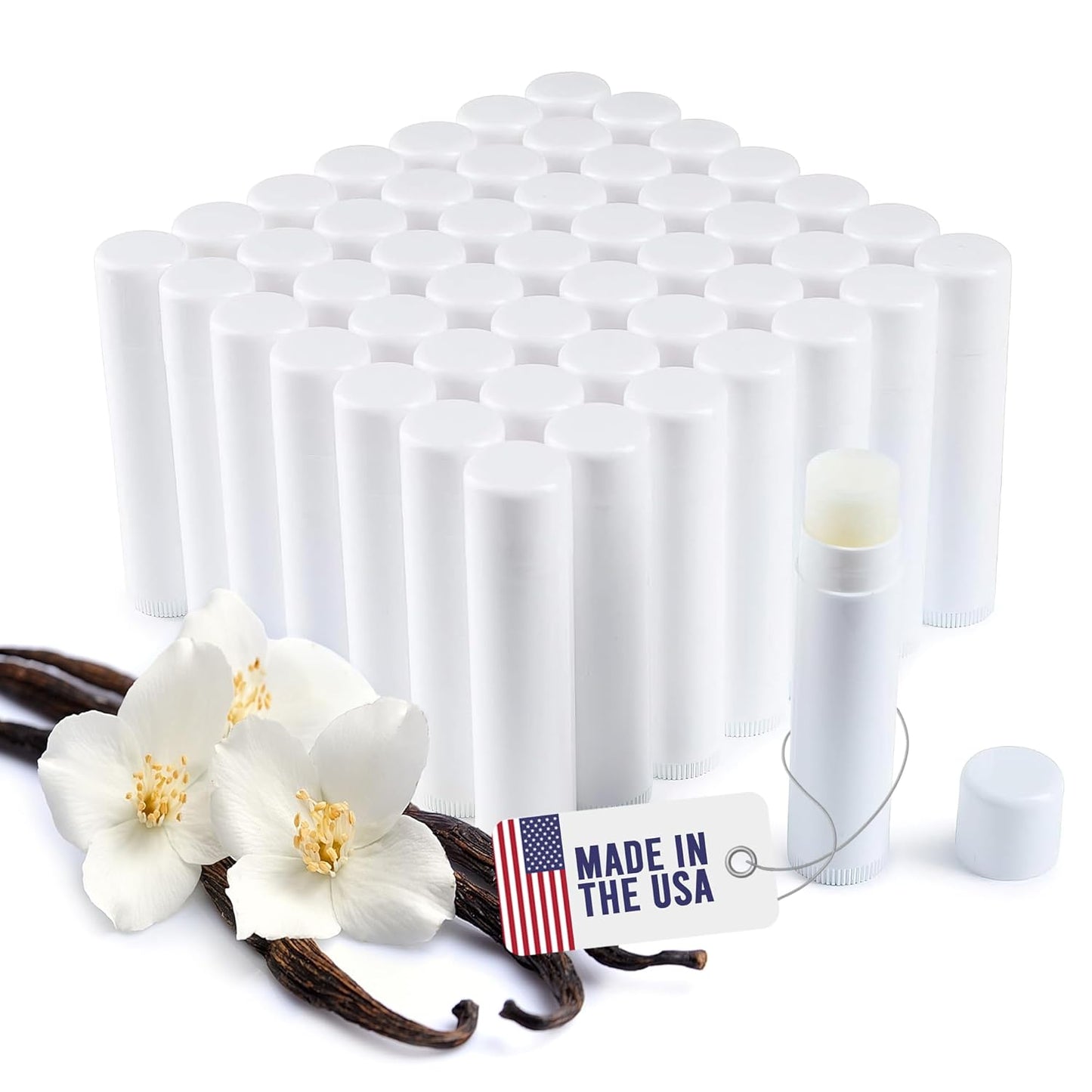 Skiennix Lip Balm Bulk - Natural Ingredients with Vitamin E & Shea Butter | 50 Count, Vanilla - Perfect for Parties & Weddings