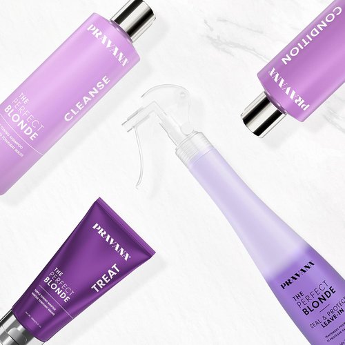 Pravana The Perfect Blonde Leave-In Conditioner Spray - Neutralizes Brassy Tones | Enhances Shine & Protection for Color-Treated Hair | Vegan