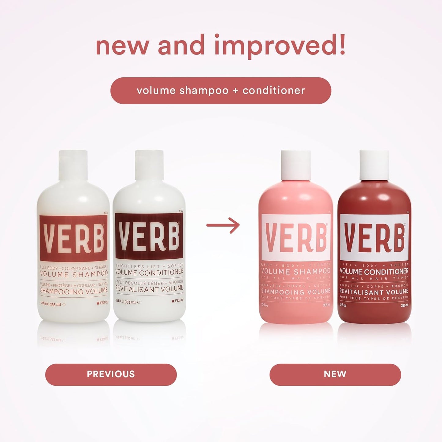 VERB Volume Shampoo & Conditioner Duo - Cleanses, Softens & Lifts Flat Hair for Fullness