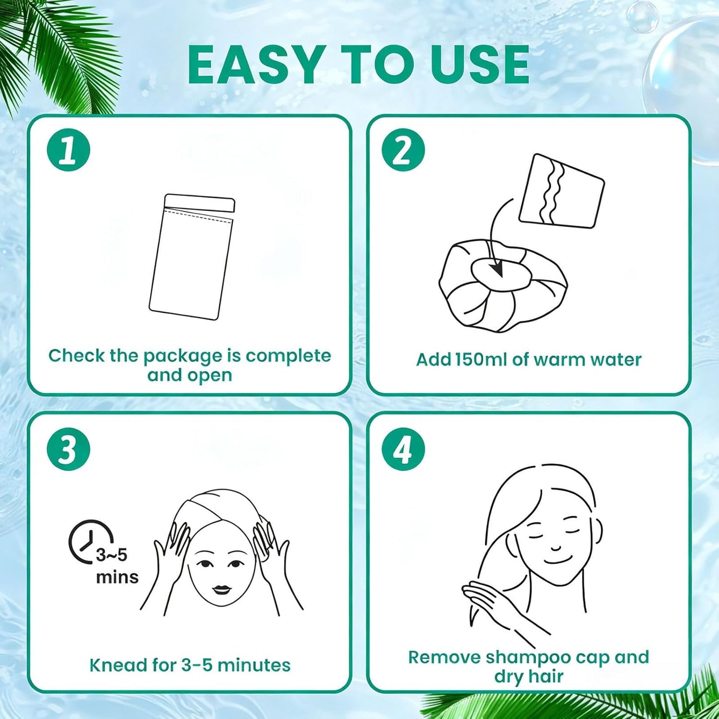 Skiennix Shampoo Caps - No Rinse Waterless Hair Wash for Bedridden Patients | 6 Pack