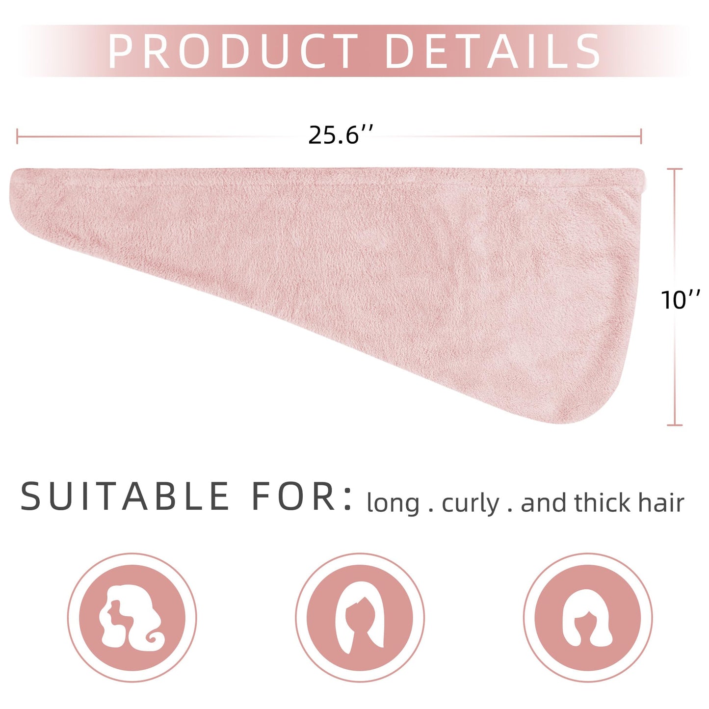 Edoneery Microfiber Hair Towel Wrap for Women Rapid Drying Towel for Hair with Button